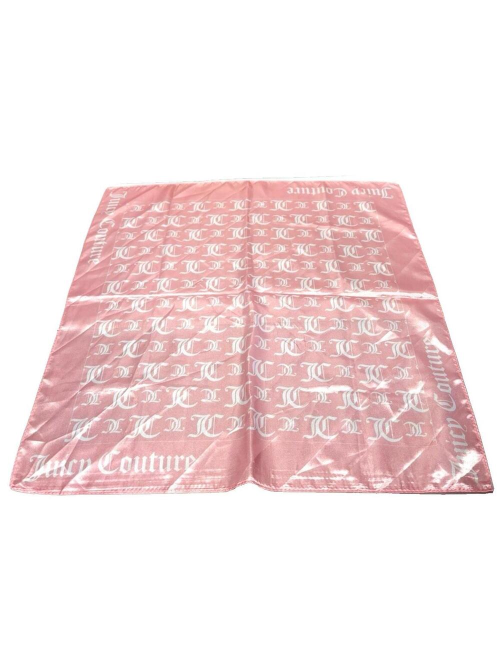 Juicy Couture Pink Silk Satin Scarf Monogram Logo Large Wrap Shawl Y2K Aesthetic